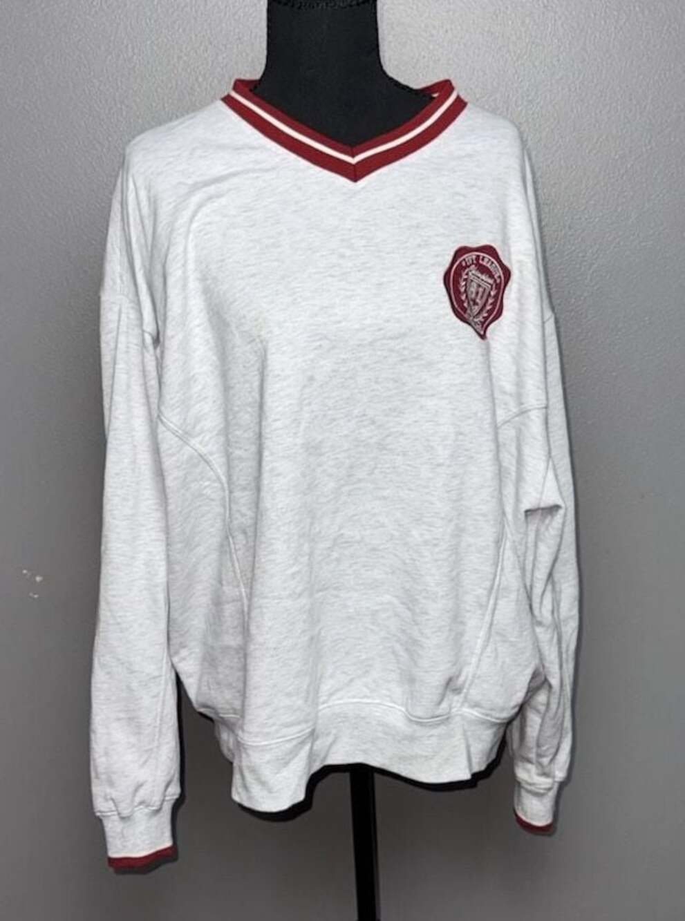 April Kiss Los Angeles Ivy League Athletics 81 V-Neck Sweatshirt Gray Size L